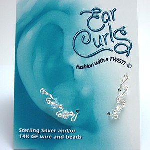 Sterling Silver Ear Curls - Clear Swarovski Crystal Beads [EC4003]